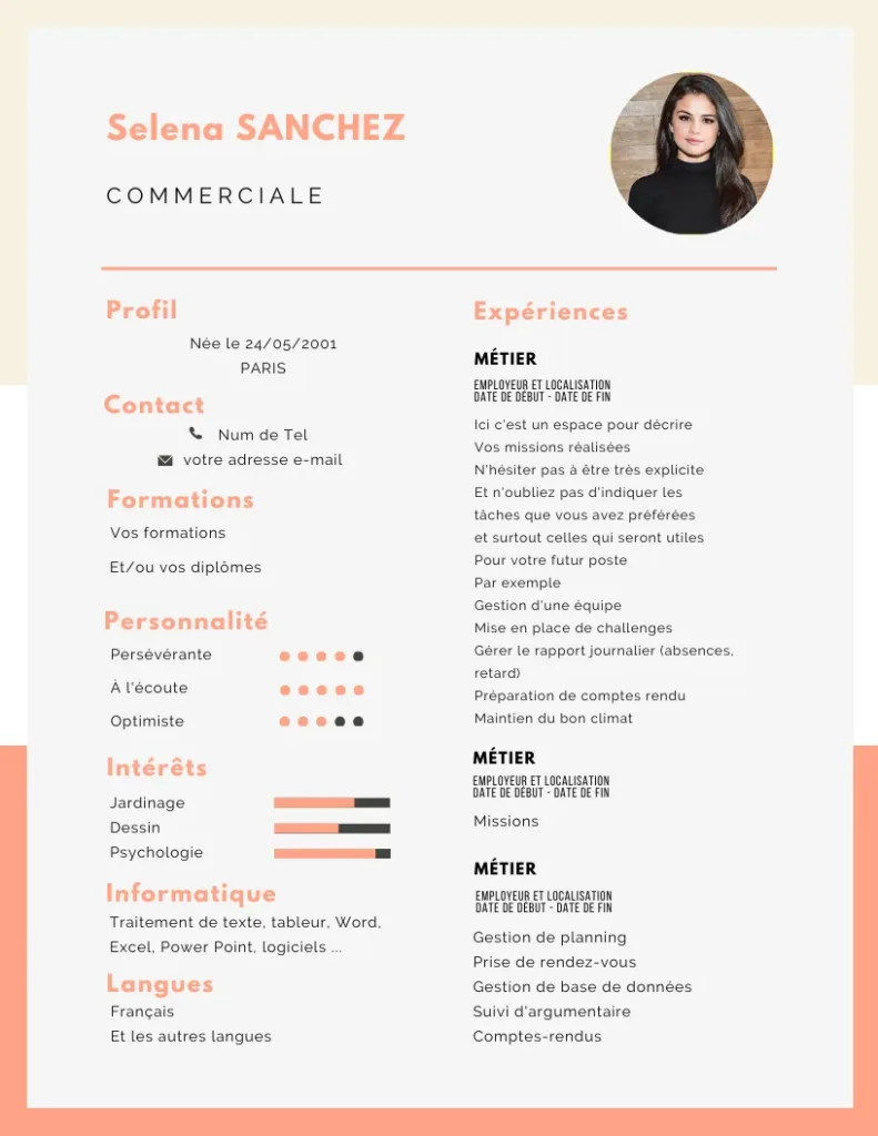 Exemple de CV créé par CVAJOUR